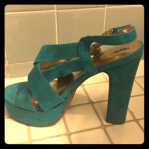 Massimo target brand teal chunky heels